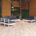 vidaXL Salon de jardin 7 Pièces avec coussins bois de pin massif