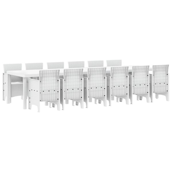 Ensemble de Salle à Manger de Jardin 13 Pièces Blanc Poly Rotin