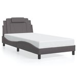 vidaXL Cadre de lit avec lumières LED gris 100x200 cm similicuir
