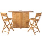 vidaXL Mobilier de bistro 3Pièces et chaises pliables Bois de teck solide