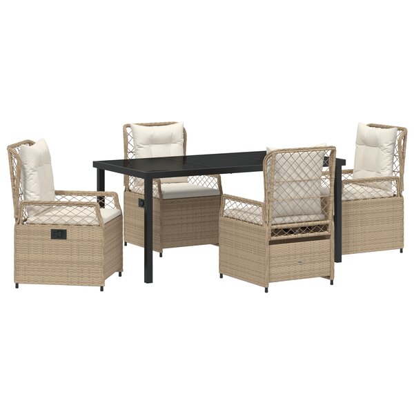 vidaXL Ensemble de salle à manger de jardin 5 pièces Beige Poly Rattan
