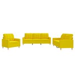 vidaXL Ensemble de canapés 3 Pièces avec coussins Jaune clair Tissu