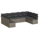 vidaXL Salon de jardin 9 Pièces avec coussins gris résine tressée