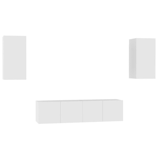 vidaXL Ensemble de meubles TV 4 Pièces Blanc Bois d'ingénierie