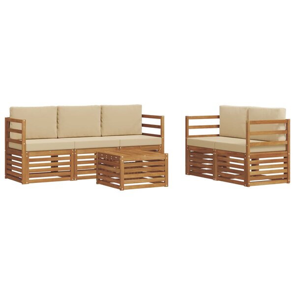 vidaXL Ensemble de canapés d'extérieur 6 pc Naturel et Beige