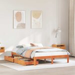 vidaXL Cadre de lit avec tiroirs sans matelas cire marron 120x190 cm