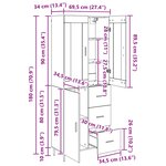 vidaXL Haut Armoire 2 Pièces Chêne noir Bois Aggloméré et Verre