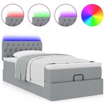 vidaXL Lit ottoman avec matelas et LED Gris clair 80x200cm tissu