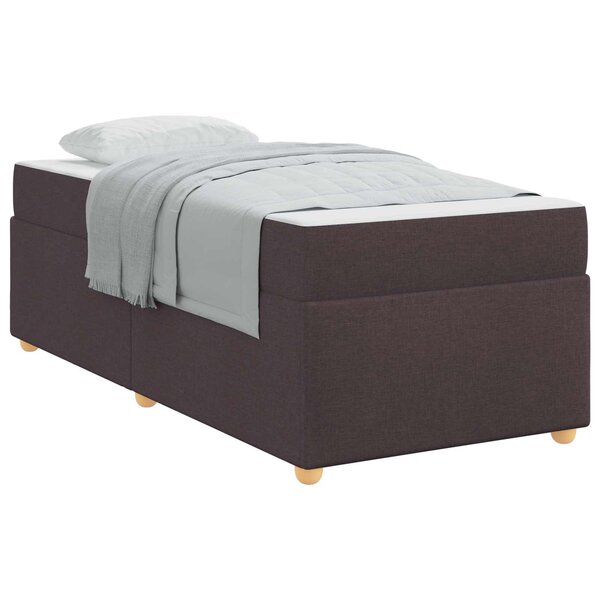 vidaXL Cadre de lit avec matelas Marron foncé 100 x 200 cm tissu