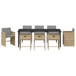 vidaXL Set de 9 pièces de repas de jardin avec coussins en rattan poly beige