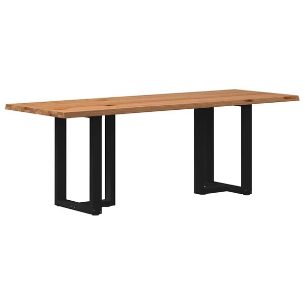 vidaXL Table à manger et bord naturel bois massif chêne rectangulaire