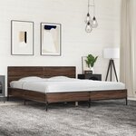vidaXL Cadre de lit chêne marron 180x200 cm bois d'ingénierie et métal