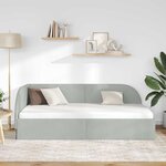 vidaXL Cadre de lit d'angle Gris clair 90 x 200 cm Velours