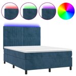 vidaXL Sommier à lattes de lit matelas et LED Bleu foncé 140x200 cm