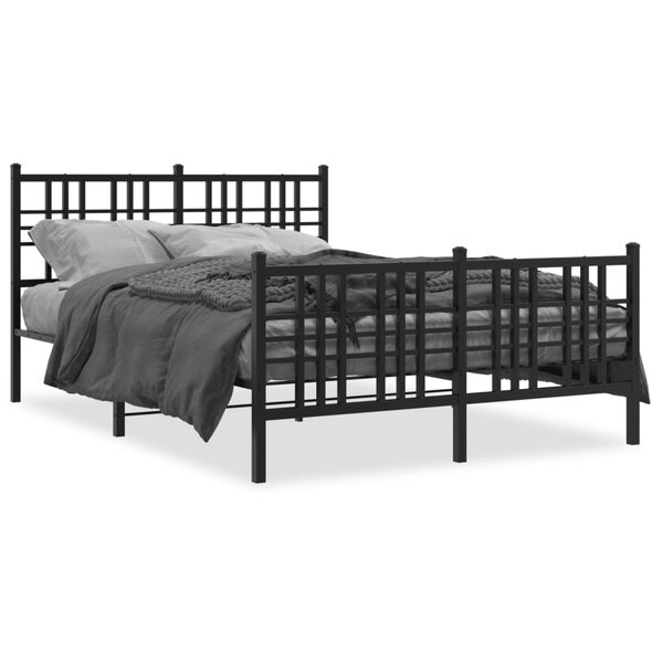 vidaXL Cadre de lit métal sans matelas avec pied de lit noir 120x200cm