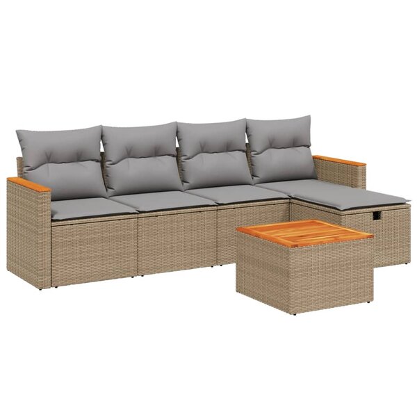 vidaXL Salon de jardin avec coussins 6Pièces mélange beige résine tressée