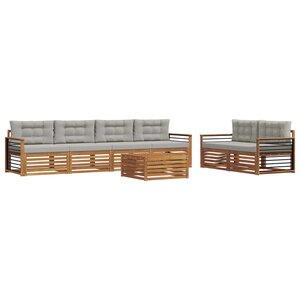 vidaXL Ensemble de canapés d'extérieur 7 pc Gris Naturel et Clair