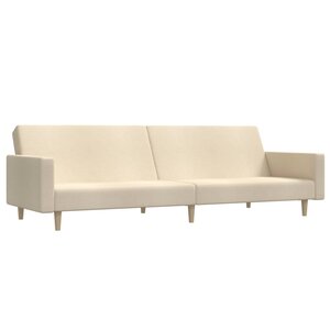 vidaXL Canapé-lit à 2 places crème tissu