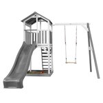 AXI Structure de jeu Beach Tower Blanc Gris avec 1 balancoire et toboggan Gris