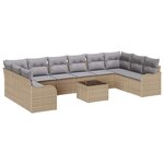 vidaXL Ensemble de canapé de jardin 11 Pièces Beige Poly rotin