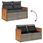 vidaXL Salon de jardin avec coussins 10 Pièces gris résine tressée acacia