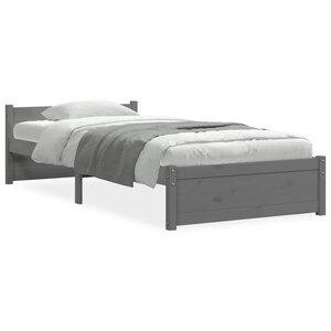 vidaXL Cadre de lit sans matelas gris bois massif 75x190 cm