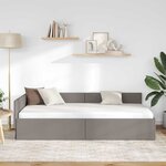 vidaXL Cadre de lit d'angle Taupe 90 cm x 200 cm tissu