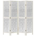 vidaXL Cloison de séparation 4 panneaux blanc bois de paulownia massif