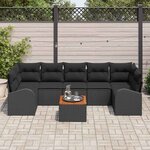 vidaXL Ensemble de canapé de jardin 8 Pièces Noir