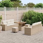 vidaXL Ensemble de canapé de jardin 9 Pièces Beige Poly rotin