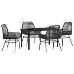 vidaXL Ensemble de salle à manger de jardin 5 pièces avec coussins Noir Rattan Poly