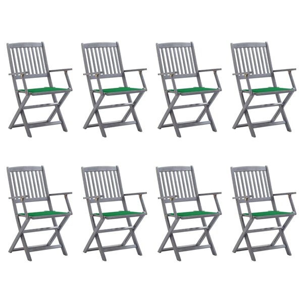 vidaXL Chaises pliables d'extérieur 8 Pièces avec coussins Bois d'acacia