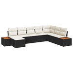 vidaXL Ensemble de Canapés de Jardin 8 pièces avec Coussins Noir Poly Rattan Acacia