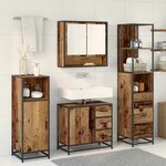 vidaXL Ensemble de mobilier de salle de bain 3 Pièces Bois Ancien