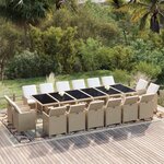 vidaXL Ensemble à dîner de jardin coussins 17 Pièces Résine tressée Beige