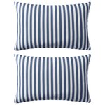 vidaXL Oreiller d'extérieur lot de 2 Impression rayure 60 x 40 cm Bleu
