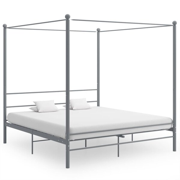 vidaXL Cadre de lit à baldaquin sans matelas gris métal 200x200 cm