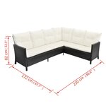 Salon de jardin meuble d'extérieur ensemble de mobilier 4 pièces avec coussins résine tressée noir 02_0016204