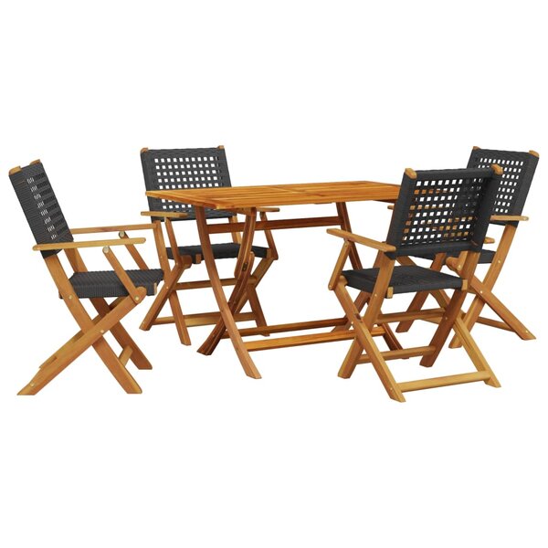 vidaXL Ensemble à manger de jardin 5 Pièces résine tressée et bois massif