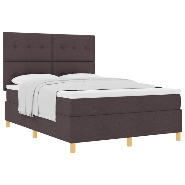vidaXL Lit à ressorts avec tête de lit Marron foncé 140 x 200 cm tissu