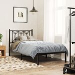 vidaXL Cadre de lit métal sans matelas avec tête de lit noir 90x190 cm