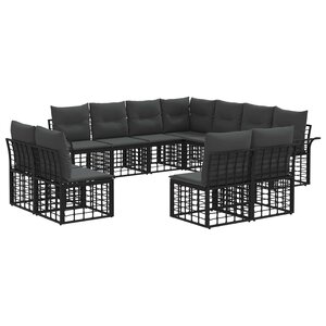 vidaXL Ensemble de canapés d'extérieur 11 Pièces Noir et Gris foncé