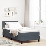 Lit box spring vidaXL avec matelas gris foncé 90x200 cm en velours