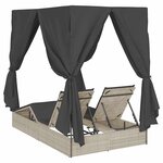 vidaXL Transat double avec toit Réglable Gris clair 205 x 129 x 200 cm