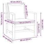 vidaXL Chaises de jardin 2 Pièces Naturel 60 x 65 x 76.5 cm