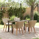 vidaXL Ensemble de salle à manger de jardin 5 pièces en rattan poly beige