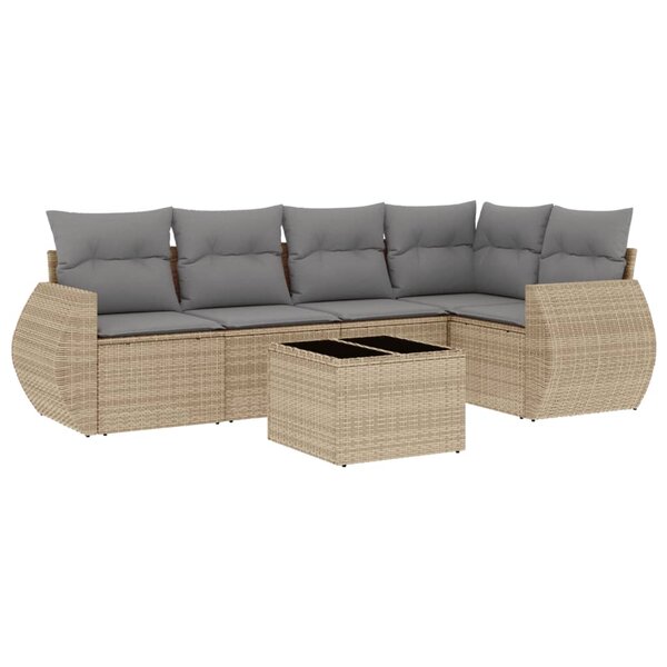 vidaXL Salon de jardin avec coussins 6 Pièces beige résine tressée