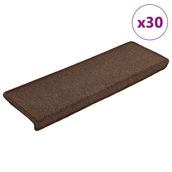 vidaXL Tapis d'escalier 30 pièces 65 x 21 x 4 cm Marron café Bord rectangulaire