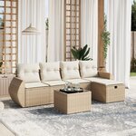 vidaXL Salon de jardin avec coussins 6 Pièces beige résine tressée