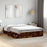 vidaXL Cadre de lit avec tiroirs sans matelas chêne fumé 120x200 cm